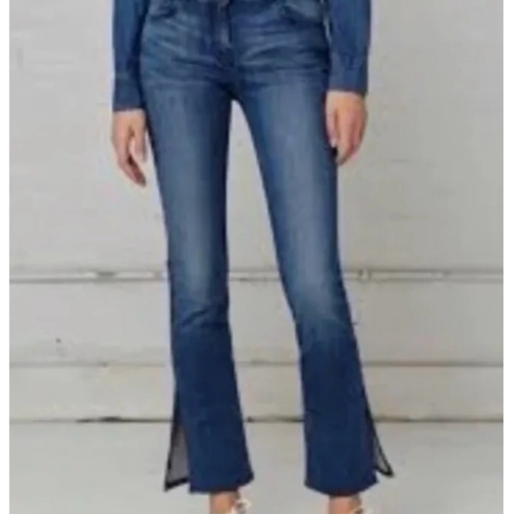 vintage Michael Kors Cropped Flare Jeans Split Hem Size 10 Medium Wash Mid Rise